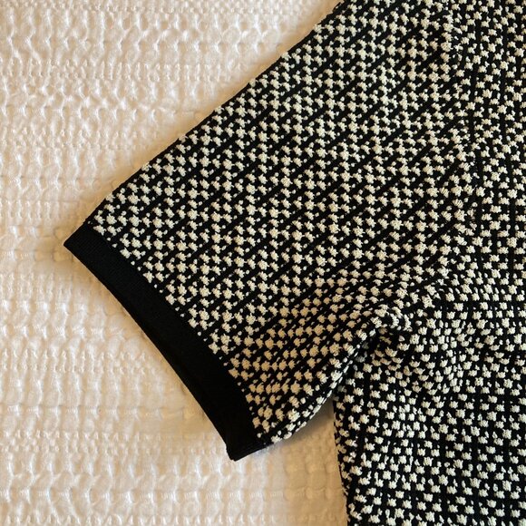 Sandro Paris Polie Dress Black and White Tweed Contrast Trim Women Size 10 - Picture 5 of 10